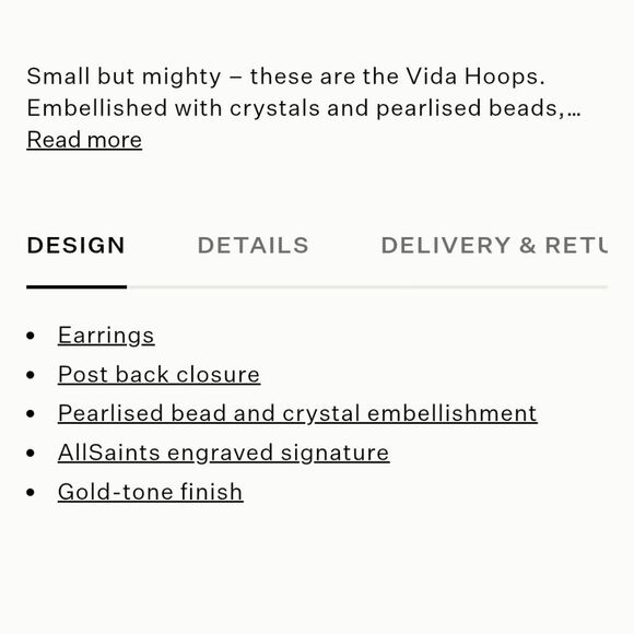 All-Saints Vida Heart Bead Embellished Hoop Earrings - Picture 7 of 10